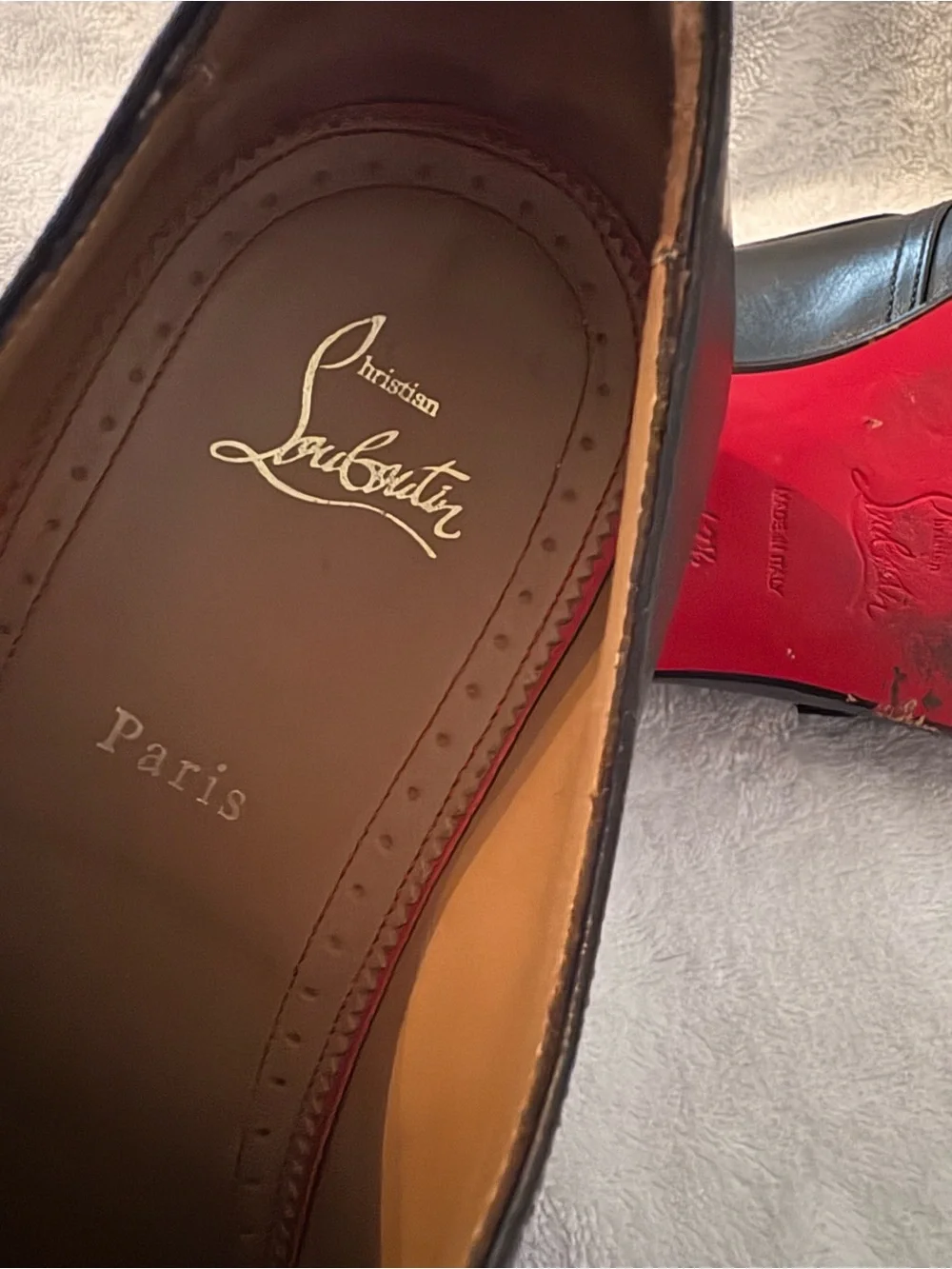 Christian Louboutin Black Double Monk Strap Leather Shoes